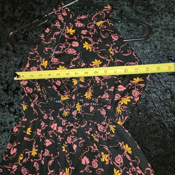 Black Floral Women's Cotton Halter Neck Pleated Sleeveless Long Maxi Dress S - Picture 12 of 15